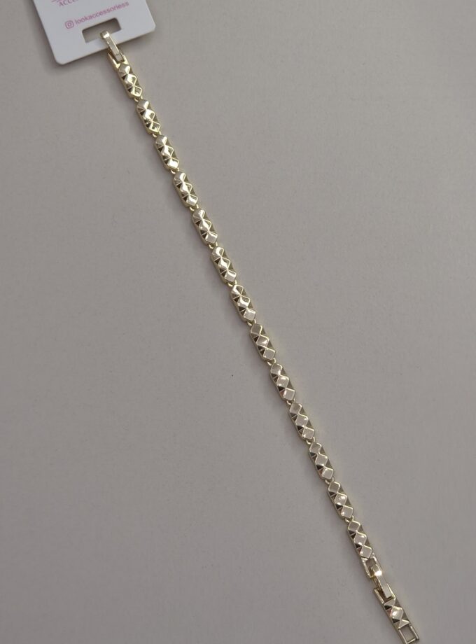 Modern Işıltılı Prizma Dokulu Gold Bileklik