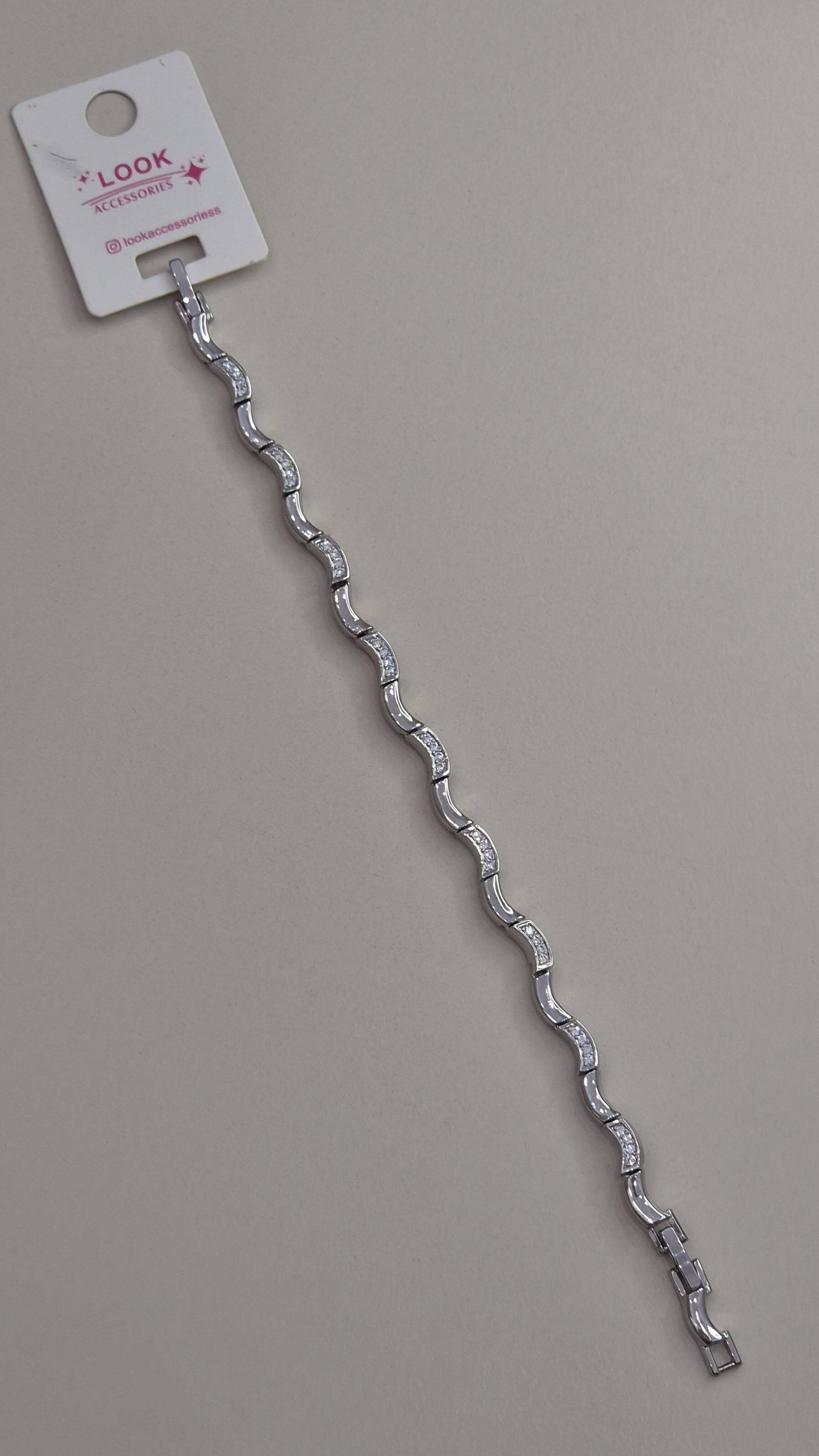 Modern S Wave Zirkon Taşlı Silver Takı Bileklik