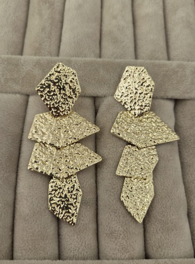 Katmanlı Işıltı Gold Küpe
