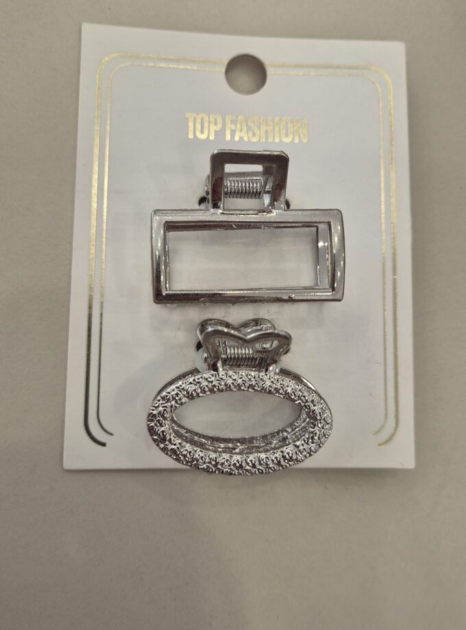 Silver Geometrics 2'li Metal Mandallı Toka