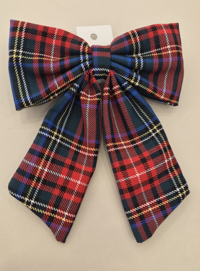 Klasik Tartan Desenli Kumaş Fiyonk Toka