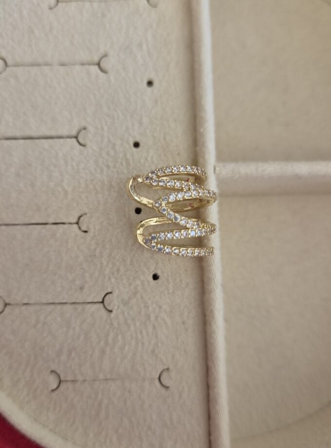 Gold Zigzag / Dalgalı Zirkon Taşlı Ear Cuff