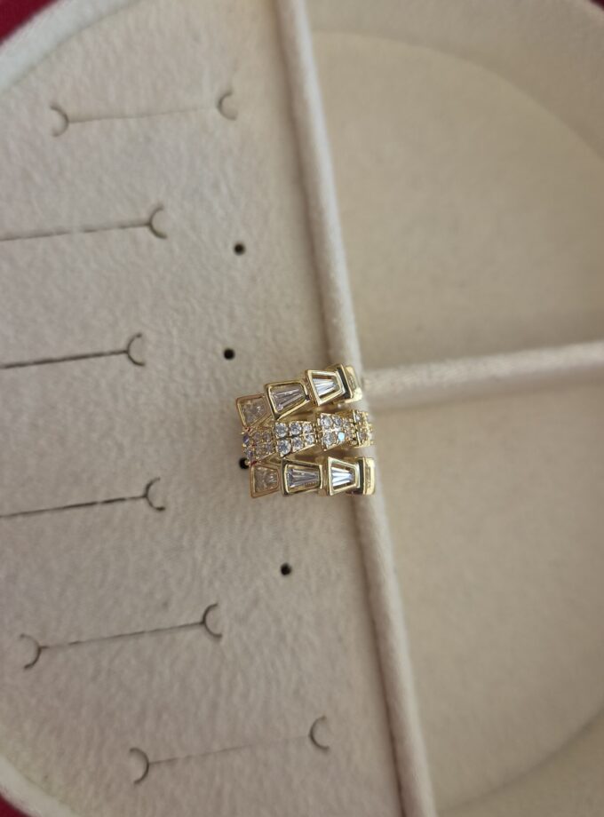 Gold Yılan/Geometrik Baget Taşlı Ear Cuff