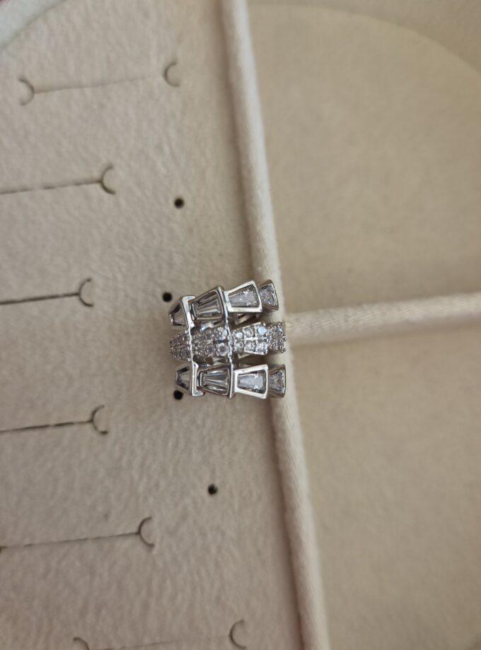 Gümüş / Silver Yılan/Geometrik Baget Taşlı Ear Cuff