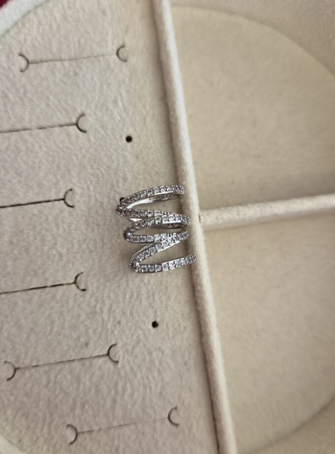 Gümüş / Silver Zigzag Dalgalı Zirkon Taşlı Ear Cuff