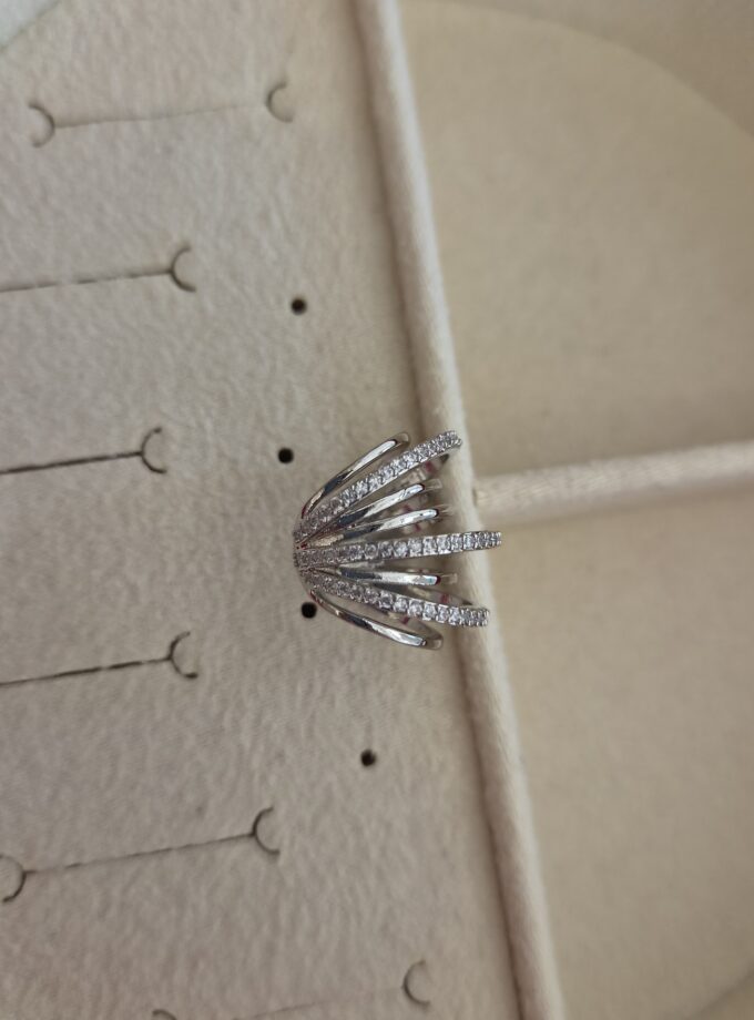 Işıltılı Zirkon Taş Detaylı Modern Gümüş Ear Cuff